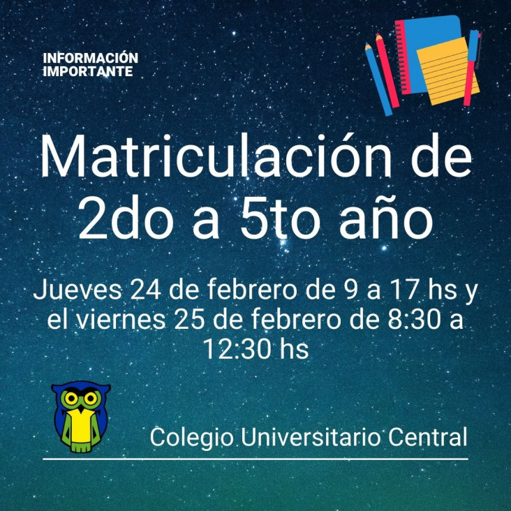 imagen Matriculación de 2do a 5to año