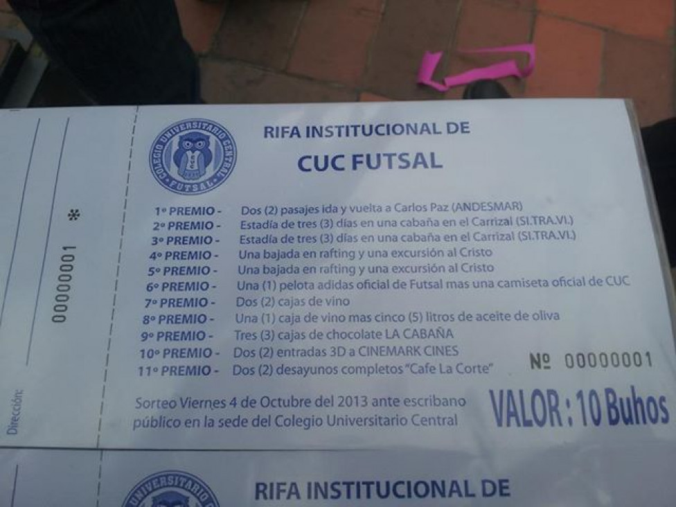 imagen RIFA INSTITUCIONAL CUC FUTSAL