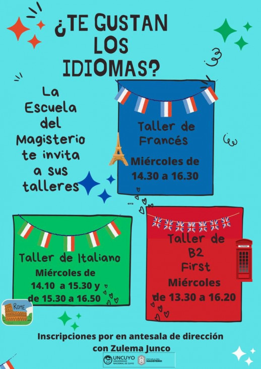 imagen Talleres de idiomas: Una oportunidad para aprender Inglés, Francés e Italiano